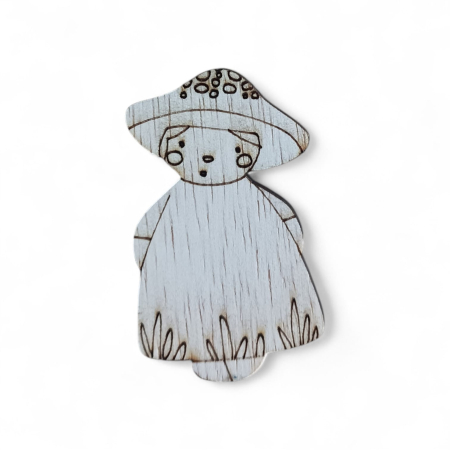 Figurine pt decorat - Figurină decorativă din lemn - Fetiță cu ciupercă, inspirată din lumea poveștilor și a naturii