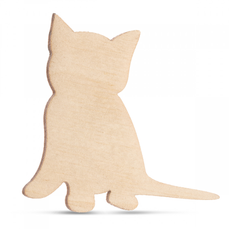 Figurine pt decorat - Pisică din lemn - 5 * 5,2 cm - FG37