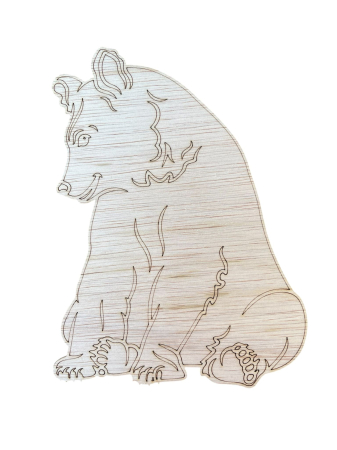 Figurine pt decorat - Figurină din lemn – Urs maro șezând, visând la pește