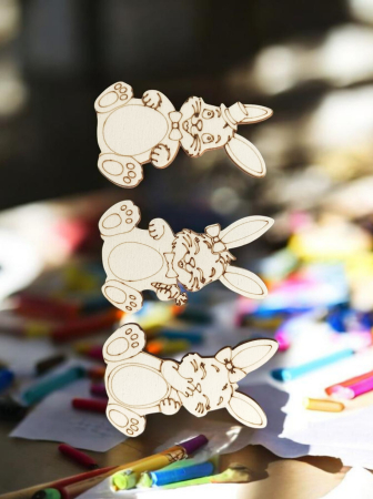 Figurine pt decorat - Set figurine iepuraș din lemn 9 cm