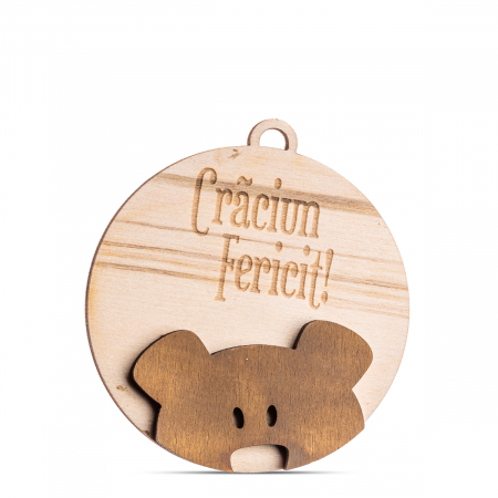 Crăciun - Glob din lemn personalizat, primul crăciun împreună, Ø9cm - SC89
