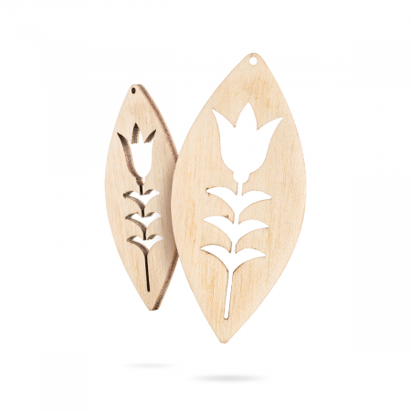 Cercei - Bază bijuterii din lemn - simbol lalele - Wood earrings base F 47
