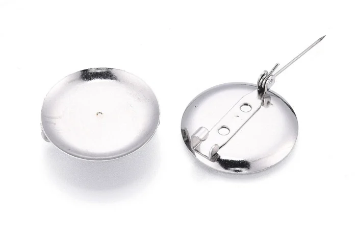 Artă Plastică - Bază broșă rotundă argintie 18 mm / 28 mm - suport broșă din aliaj metalic pentru accesorii handmade și bijuterii DIY