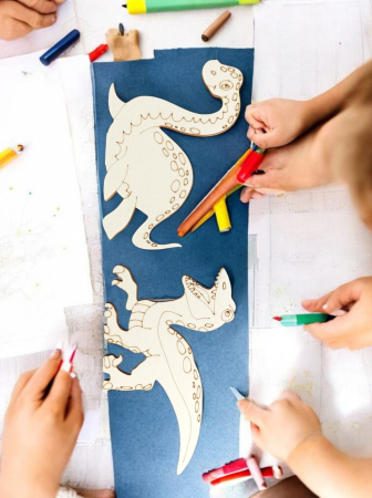 Cadou creativ pentru copii - vopsea acrilică 5×20 ml + 5 dinozauri de pictat + pensulă | set DIY educativ [1]