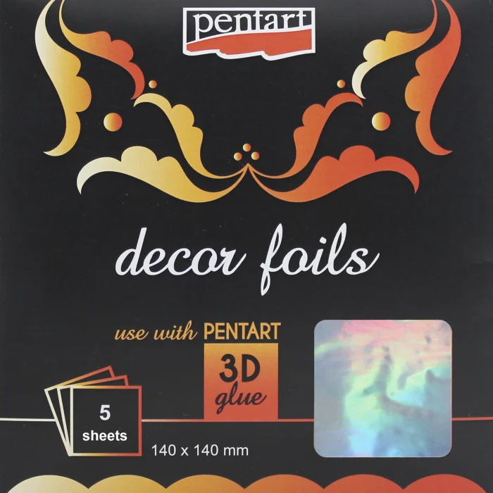 Antichizare - Folie transfer holografic 14x14 cm Pentart - efect irizat, decor DIY și nail art