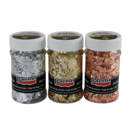 Fulgi foiță imitație metalică – efect aurit marmorant pentru decorare și artă DIY – Pentart [2]
