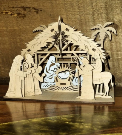 Sărbători - Iesle Betleem din Lemn Neasamblată – Set DIY Crăciun pentru Decor și Creații Handmade - SC98