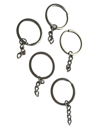 Inel breloc argintiu inchis cu lanț, diametru 2 cm [2]