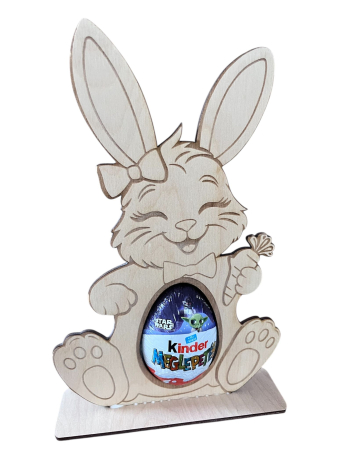 Craft & Hobby - Kit creativ copii Paște - pictură pe lemn cu suport ou Kinder și culori acrilice