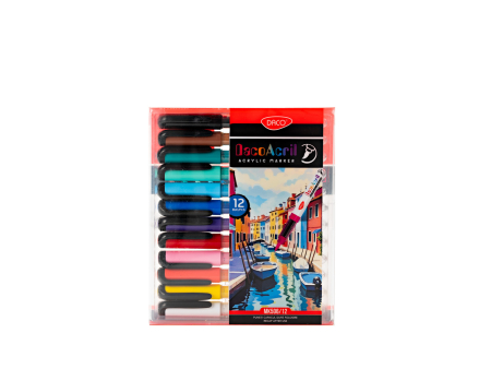 Marker Acrilic cu Vârf de Pensulă – 12 Culori | CutCat.r