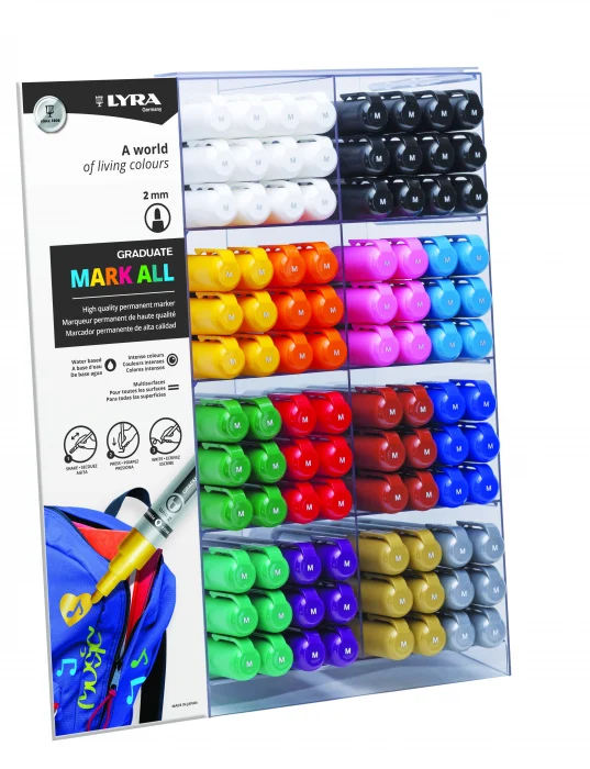 Marker permanent Graduate Mark All LYRA pt hârtie, carton, lemn, piatră, materiale textile, sticlă, plastic și metal [1]