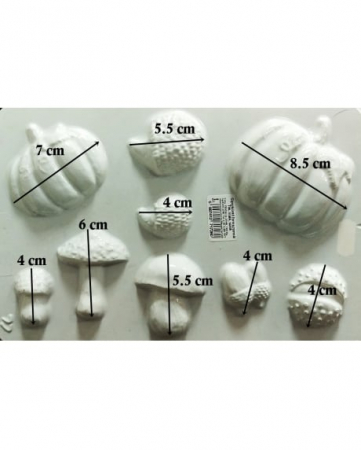 Matriță din plastic – Dovleac, ciupercă, arici, castană – pentru turnat figurine din ipsos, praf ceramic, săpun, piatră lichidă sau beton [1]