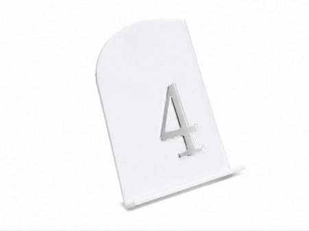 Acril - Plexiglas - Numere masă plexiglas alb cu argintie oglindă - decor elegant evenimente