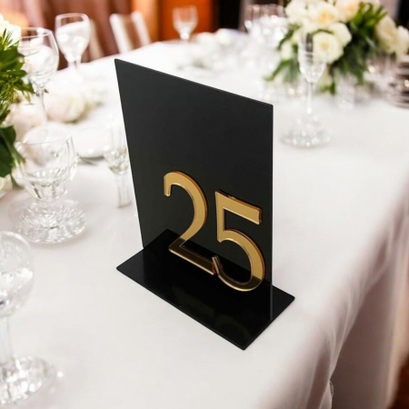 Numere masă plexiglas negru cu auriu oglindă - decor elegant evenimente [2]