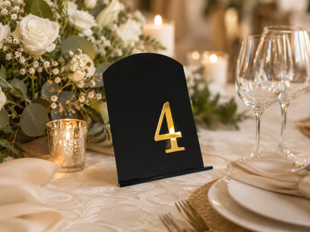 Numere masă plexiglas negru cu auriu oglindă - decor elegant evenimente [1]