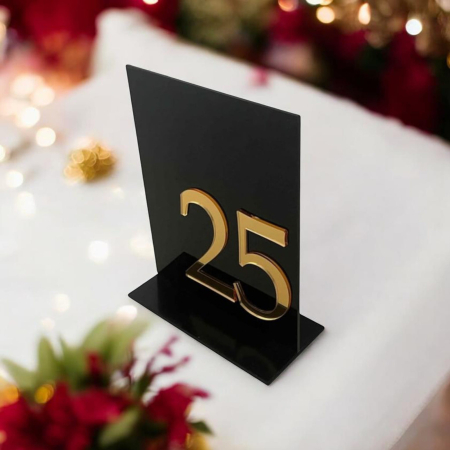 Numere masă plexiglas negru cu auriu oglindă - decor elegant evenimente [4]