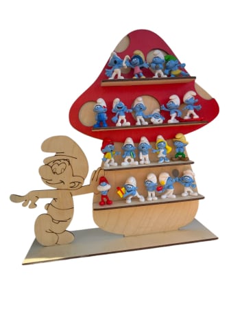 Cadouri - Raft din lemn pentru colecția de Ștrumfi – perfect pentru figurinele Kaufland
