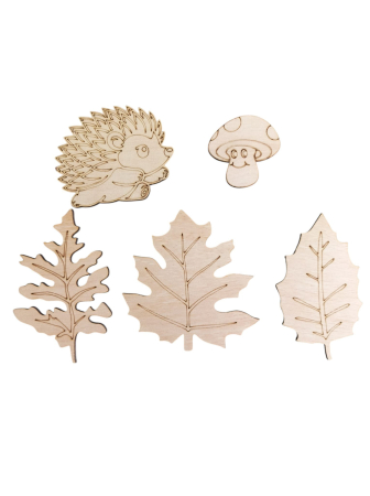 Craft & Hobby - Set Creativ de Toamnă - 3 Frunze Decorative Diferite, Arici și Ciupercuțe