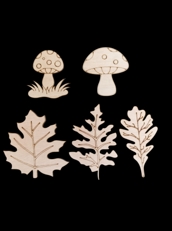 Set Creativ de Toamnă - 3 Frunze Decorative Diferite și 2 Ciupercuțe [1]