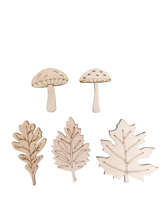 Craft & Hobby - Set Creativ de Toamnă - 3 Frunze Decorative Diferite și 2 Ciupercuțe
