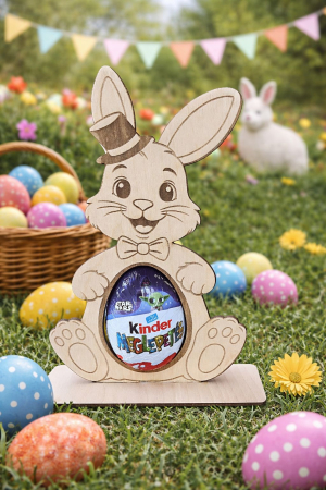 Suport ou Kinder din lemn pentru Paște - decor cadou copii [1]