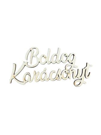 Craft & Hobby - Text decorativ „Boldog Karácsonyt” din lemn natur – decor rustic și elegant pentru Crăciun