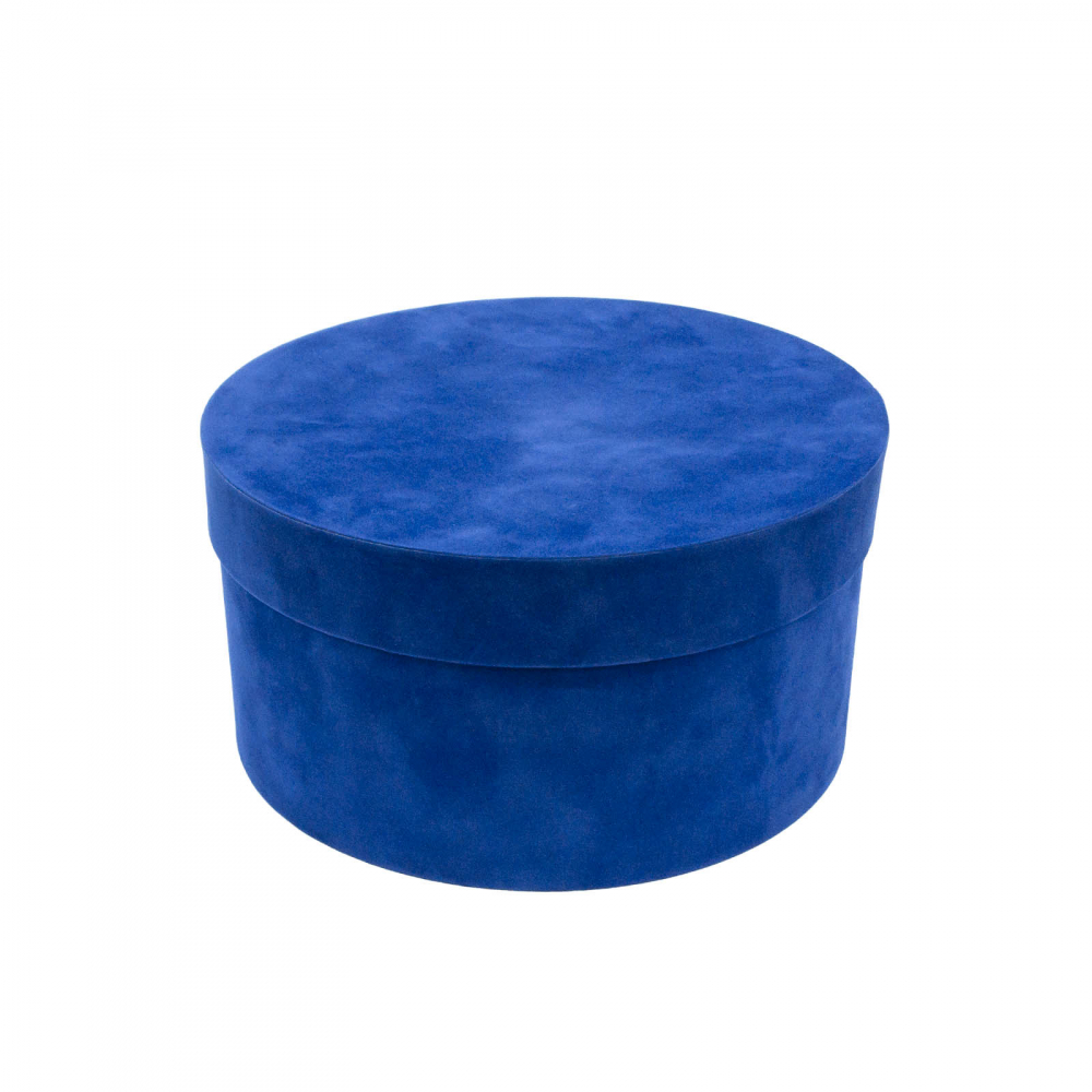 Cutie rotunda catifea albastru regal [2]