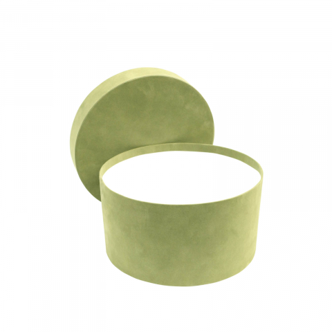 Cutii rotunde - Cutie rotunda catifea olive