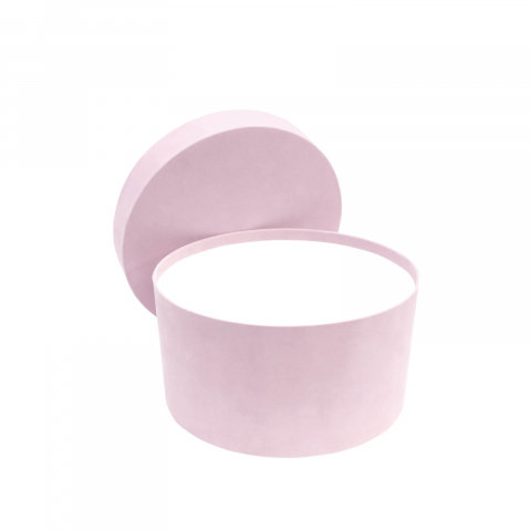 Cutii rotunde - Cutie rotunda catifea roz hydrangea