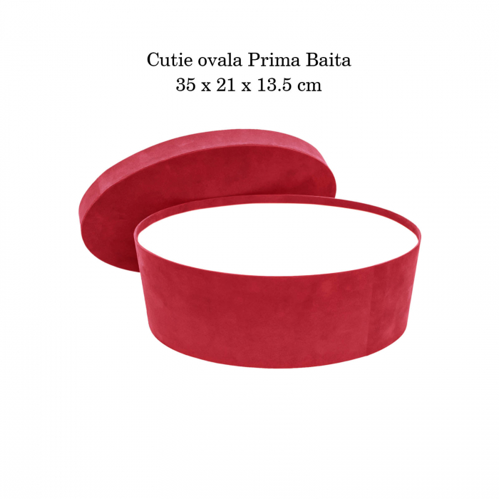 Cutie trusou botez ovala catifea rosie [4]