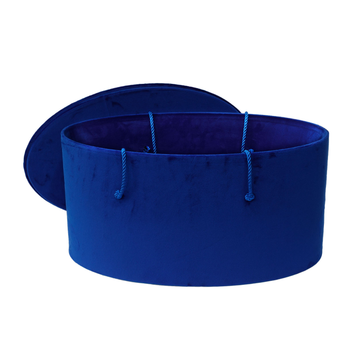 Cutie trusou botez ovala catifea textila albastru regal [2]