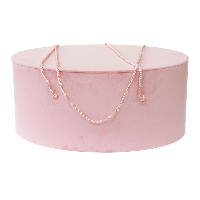 Cutie trusou botez ovala catifea textila roz [1]