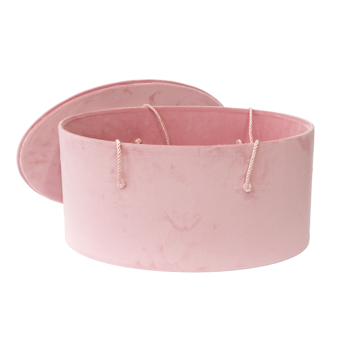 Cutie trusou botez ovala catifea textila roz [2]