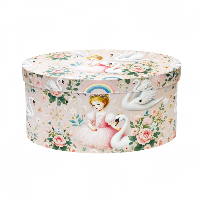 Cutie trusou botez ovala tiparita fetita cu lebede [2]