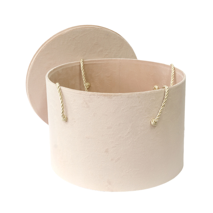 Cutie trusou botez rotunda catifea textila cappuccino [2]