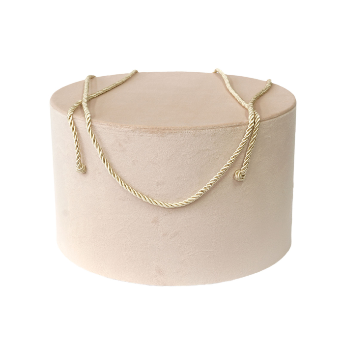 Cutie trusou botez rotunda catifea textila cappuccino [1]