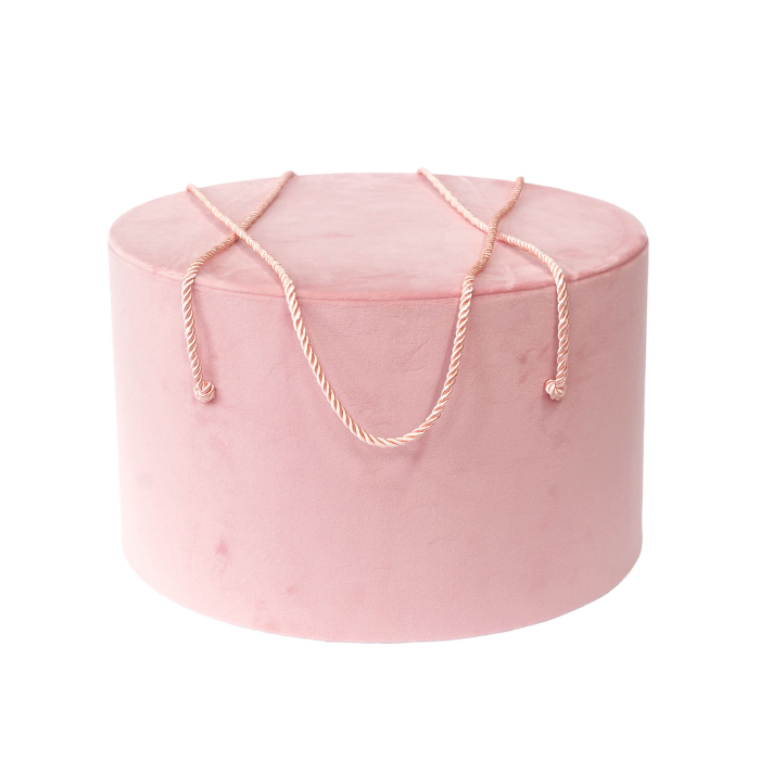 Cutie trusou botez rotunda catifea textila roz [1]