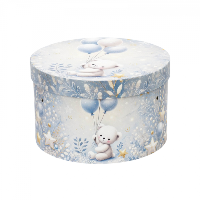 Cutie trusou botez rotunda tiparita ursulet baloane blue [2]