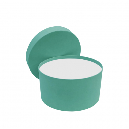 Cutii pentru prima baita - Cutie rotunda catifea emerald pentru prima baita