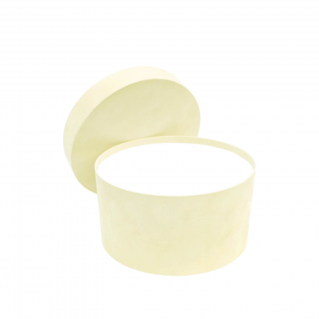 Cutii pentru prima baita - Cutie rotunda catifea ivory pentru prima baita