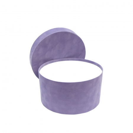 Cutii pentru prima baita - Cutie rotunda catifea lavender pentru prima baita