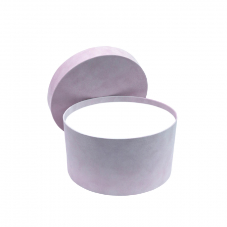 Cutii pentru prima baita - Cutie rotunda catifea lilac pentru prima baita