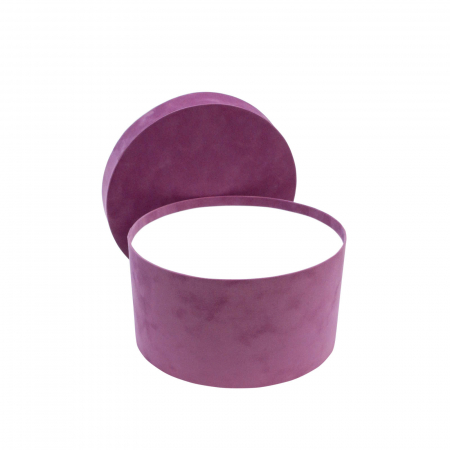 Cutii pentru prima baita - Cutie rotunda catifea magenta pentru prima baita