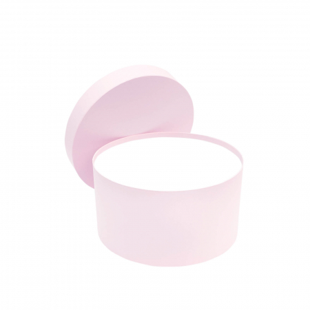 Cutii pentru prima baita - Cutie rotunda hartie roz pentru prima baita