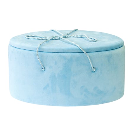Cutii trusou botez buretate - Cutie trusou botez ovala buretata catifea sky