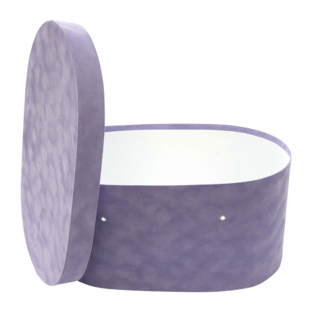 Cutii trusou botez ovale catifea M2 - Cutie trusou botez ovala catifea lavender