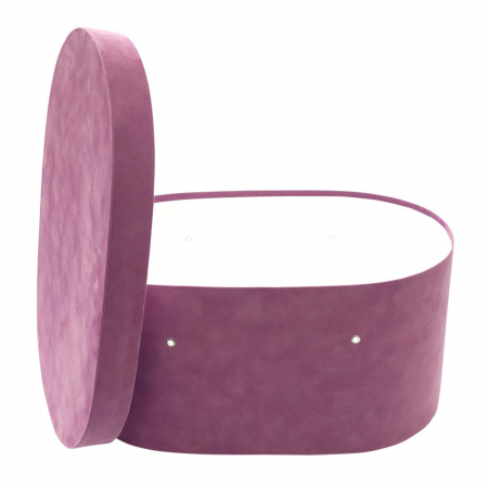Cutii trusou botez ovale catifea M2 - Cutie trusou botez ovala catifea plum