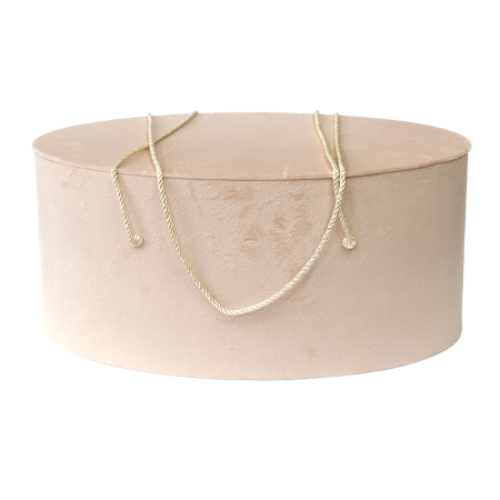 Cutii trusou botez catifea textila - Cutie trusou botez ovala catifea textila cappuccino