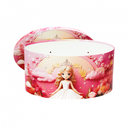 Cutii trusou botez tiparite - Cutie trusou botez ovala tiparita printesa model 1