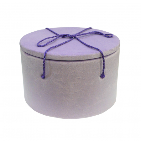 Cutii trusou botez buretate rotunde - Cutie trusou botez rotunda buretata catifea lila